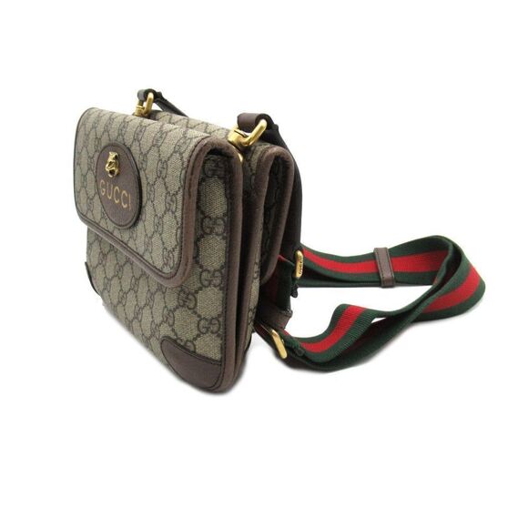 Gucci Supreme Pvc Canvas Leather Brown GG Small Bag Messenger Bag Shoulder Bag - Picture 3 of 6